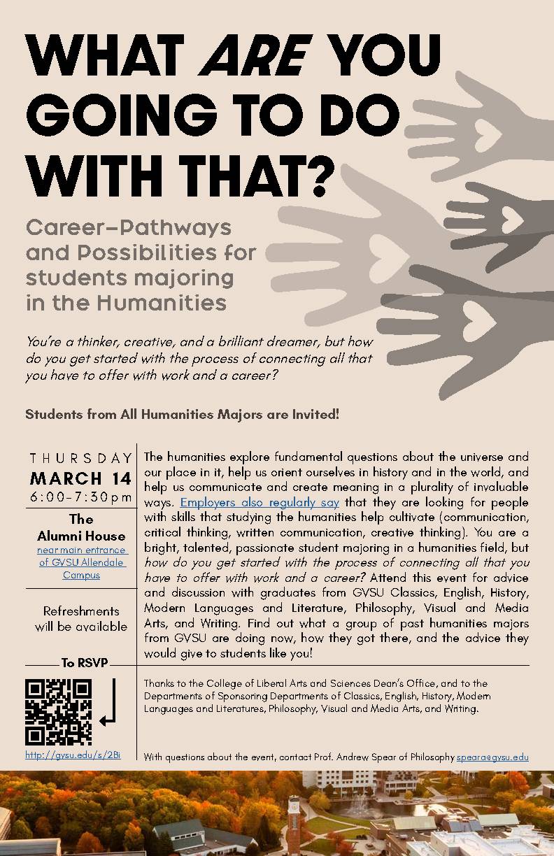 What Are You Going To Do With That? Career-Pathways and Possibilities Student Event Hosted on March 14 from 6-7:30 PM in the Alumni House